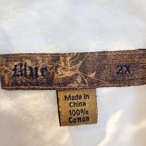 Blue Brand Men's 2X White 100% Cotton Long Sleeve Pearl Button Western Shirt - Picture 4 of 9